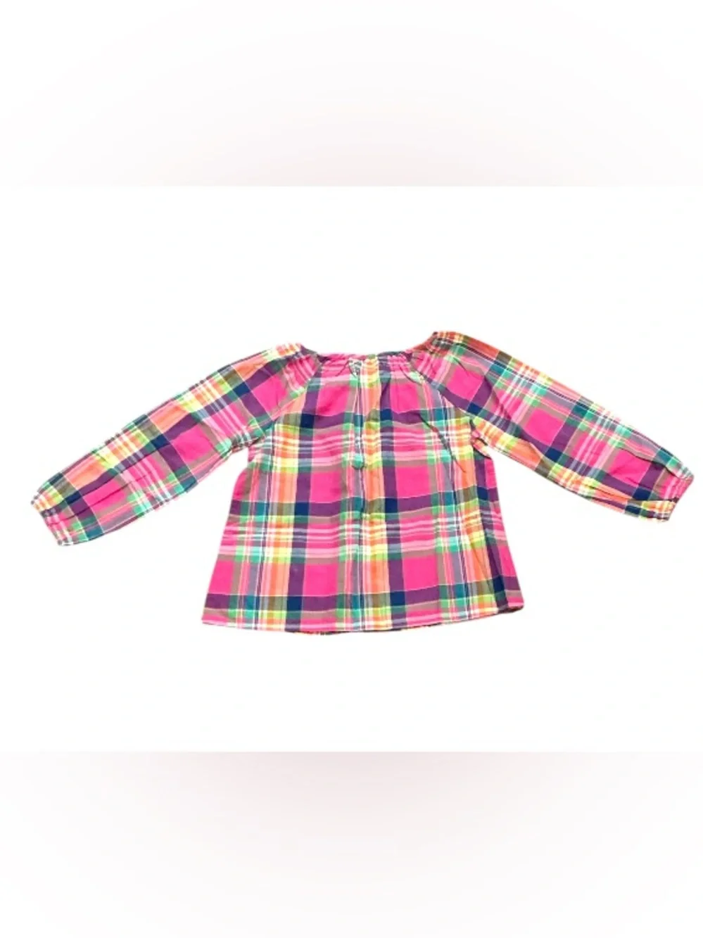 Authentic Ralph Lauren designer 100% cotton girls signature plaid top sz 5
